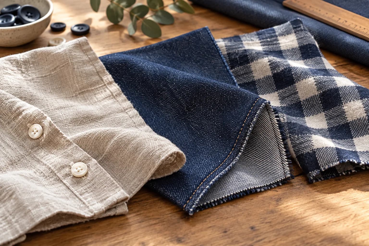 Günlük gömlek kumaşları: keten, denim ve flanel