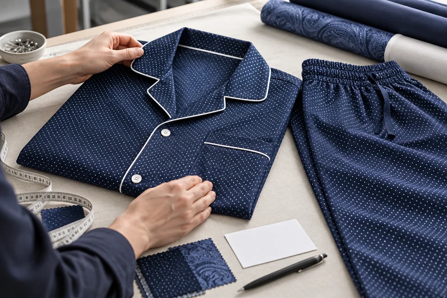 Évaluation des pièces haut-bas et de la taille sur un échantillon d'ensemble de pyjama