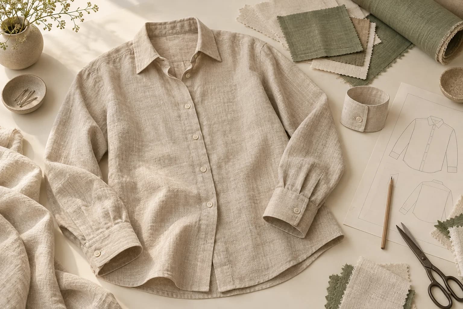 Linen Shirts — Natural-tone relaxed style