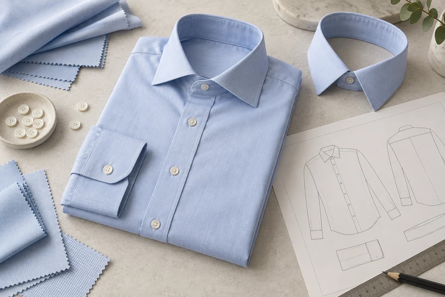 Light blue poplin business shirt