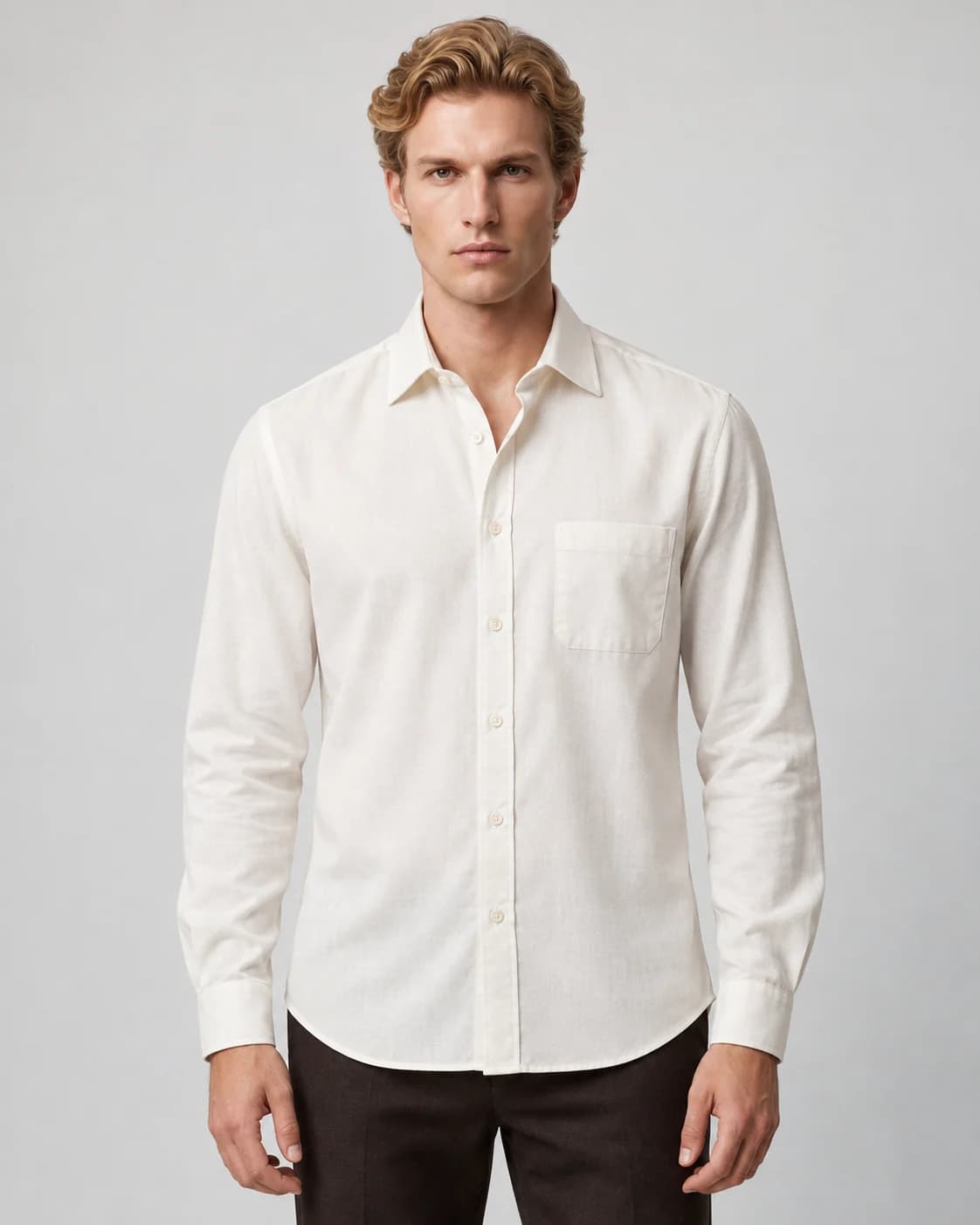 Bamboo Shirts — Cream single-pocket style