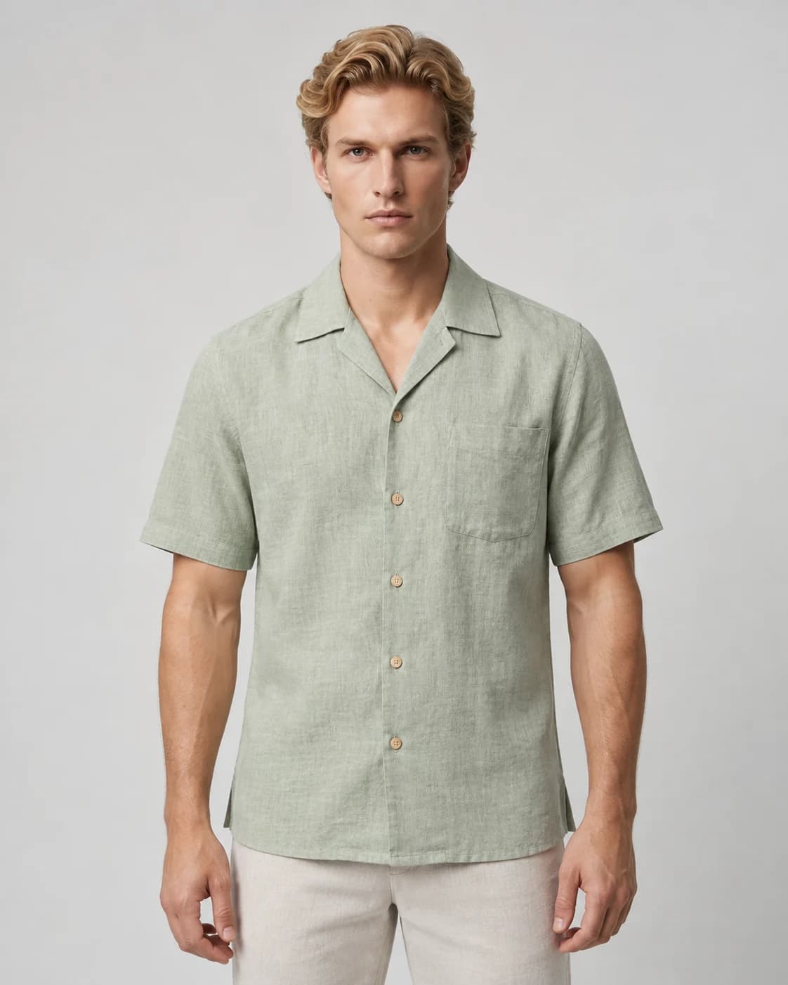Beach Shirts — Sage single-pocket style