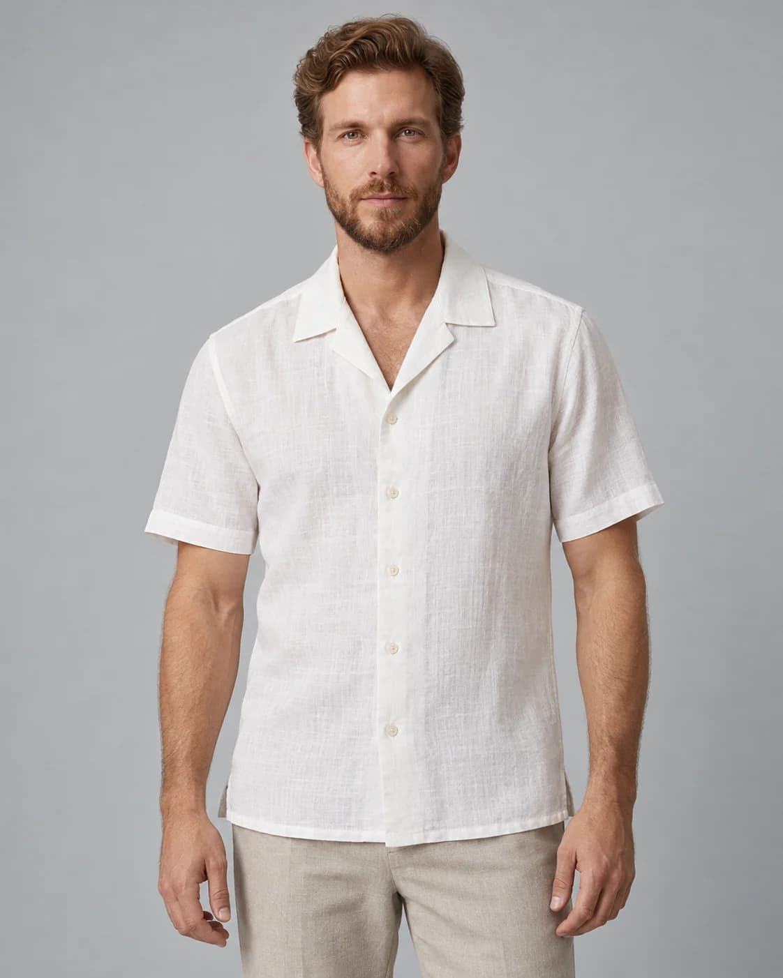 Beach Shirts — White pocketless beach shirt