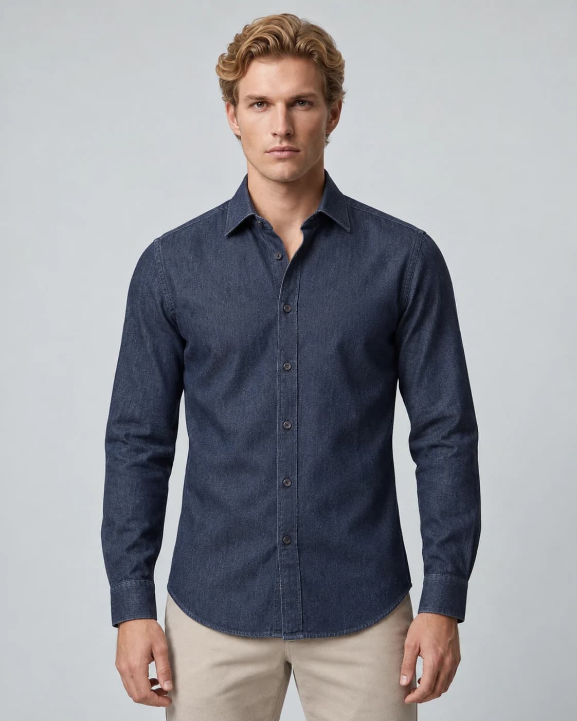 Denim Shirts — Slim-fit dark indigo