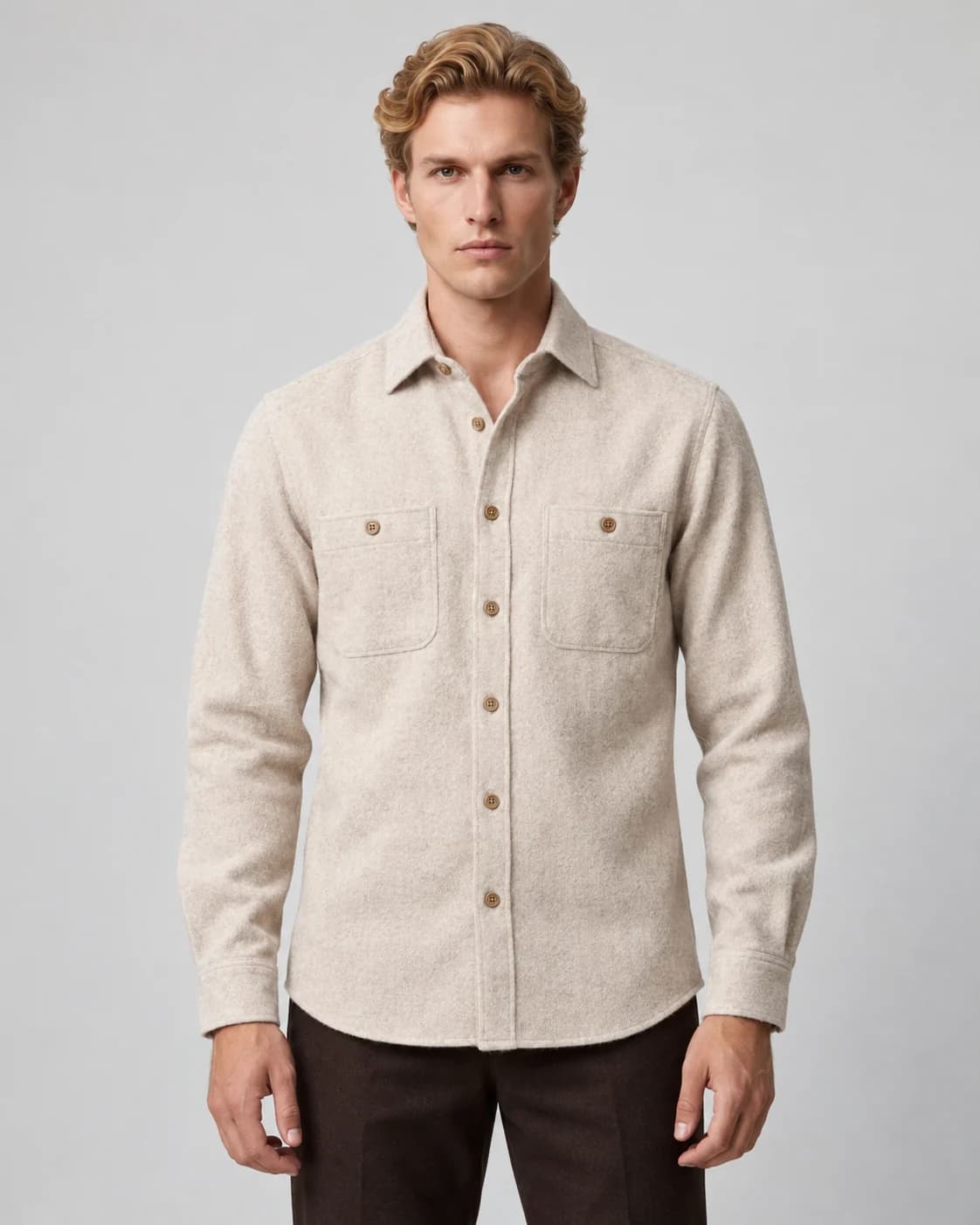 Flannel Shirts — Plain cream flannel