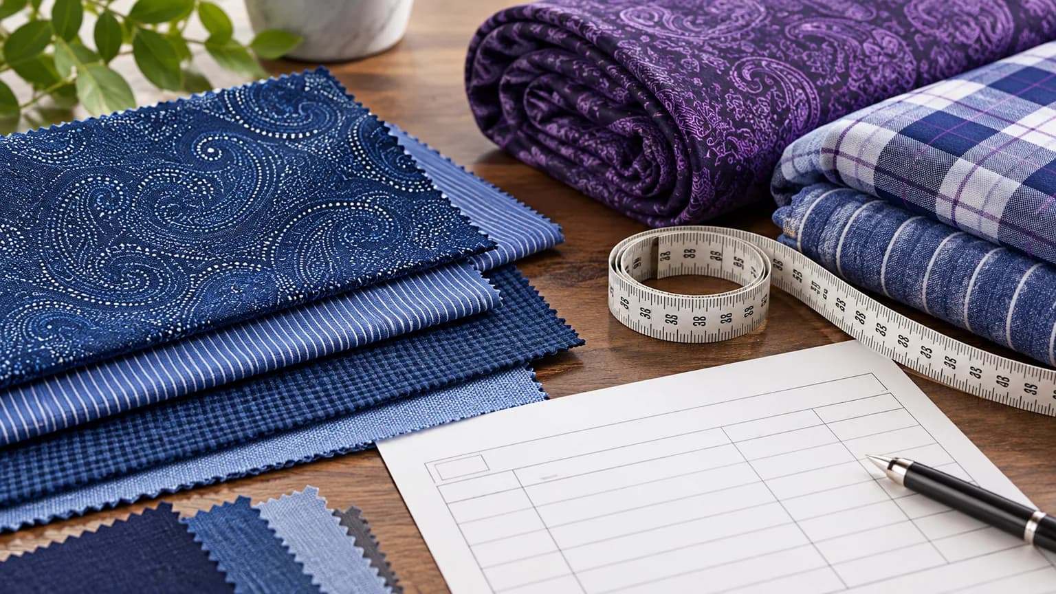 Gömlek ve pijama üretimi için kumaş örnekleri ve sipariş planı