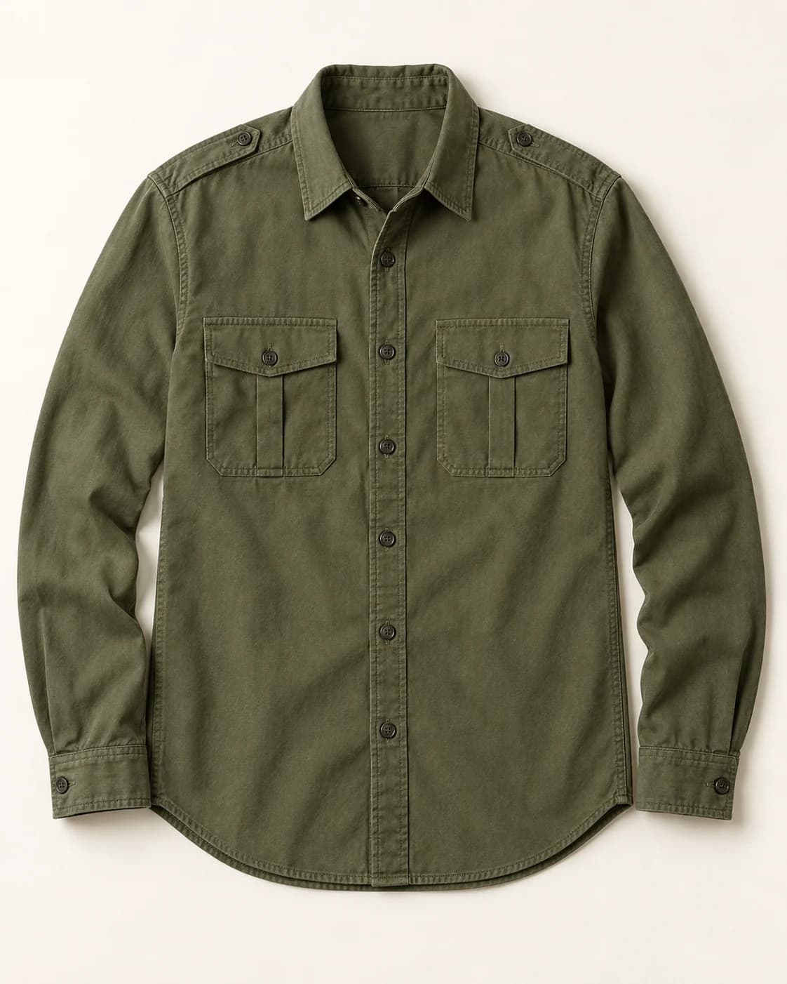 Cargo Shirts — Khaki flap-pocket style