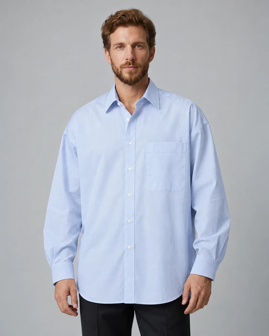 Oversized Shirts — Blue with large chest pocket