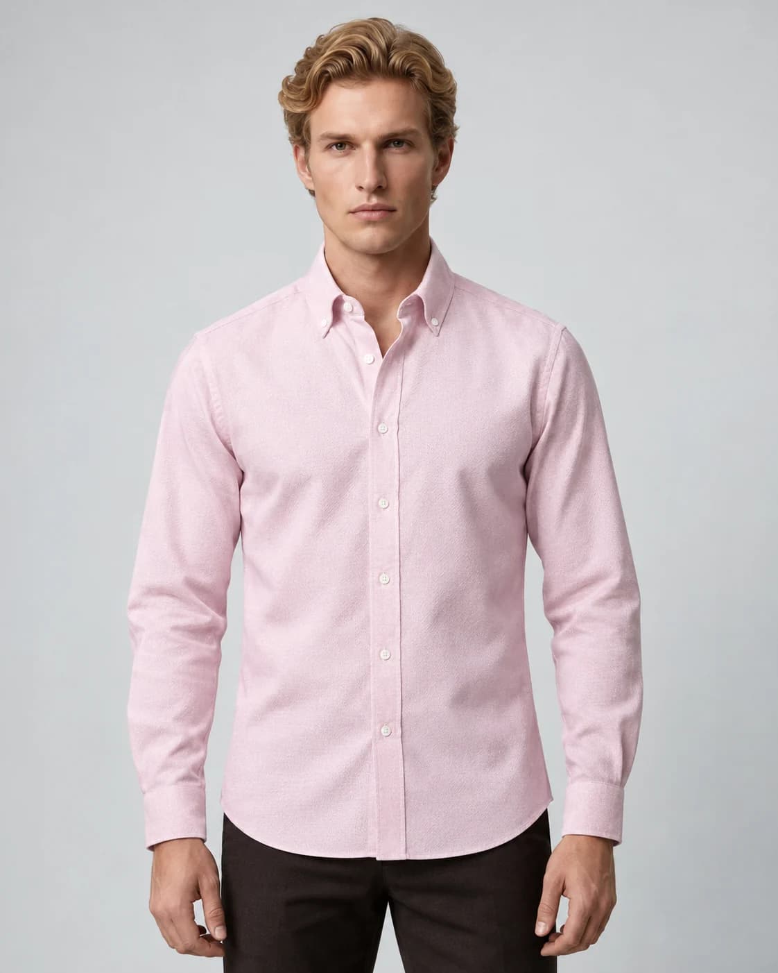 Oxford Button Down Shirts — Pink button-down collar