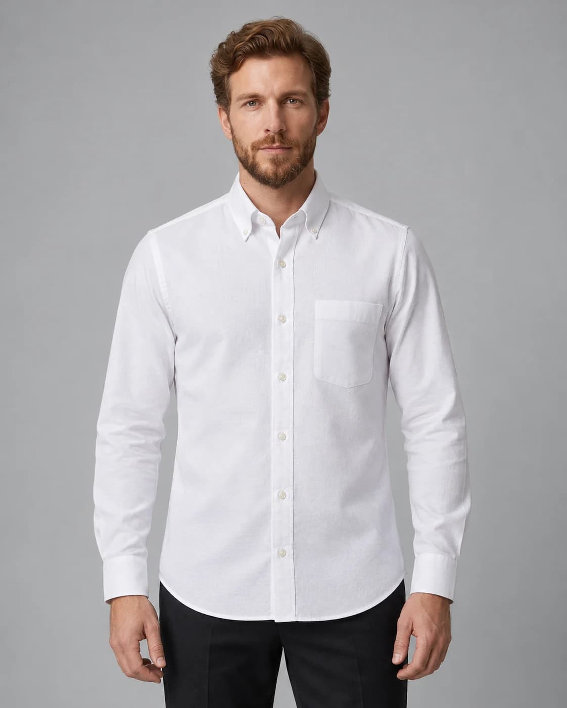 White Shirts — White Oxford with button-down collar